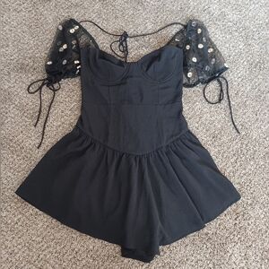 Lucy In The Sky Crepe Fit and Flare Dress Black